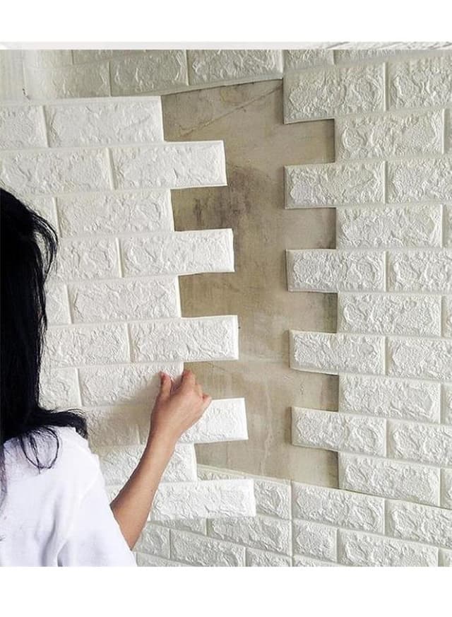 ورق حائط 3D Brick Pattern Decorative Wallpaper Set Off White 3d من Cool Baby