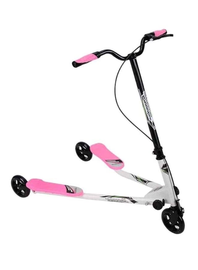 سكوتر مزدوج الدواسة ثلاثي العجلات لون وردي/ ابيض/ اسود Cool Baby - Dual Pedal Foldable Kick Scooter