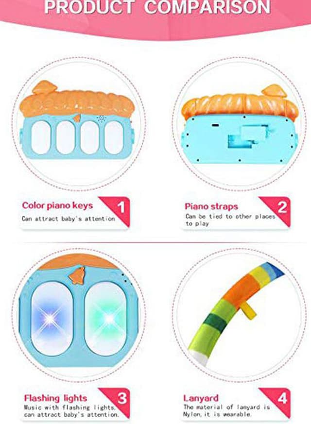 Cool Baby Piano Playmat With Rattle Toy 45x32x8cm