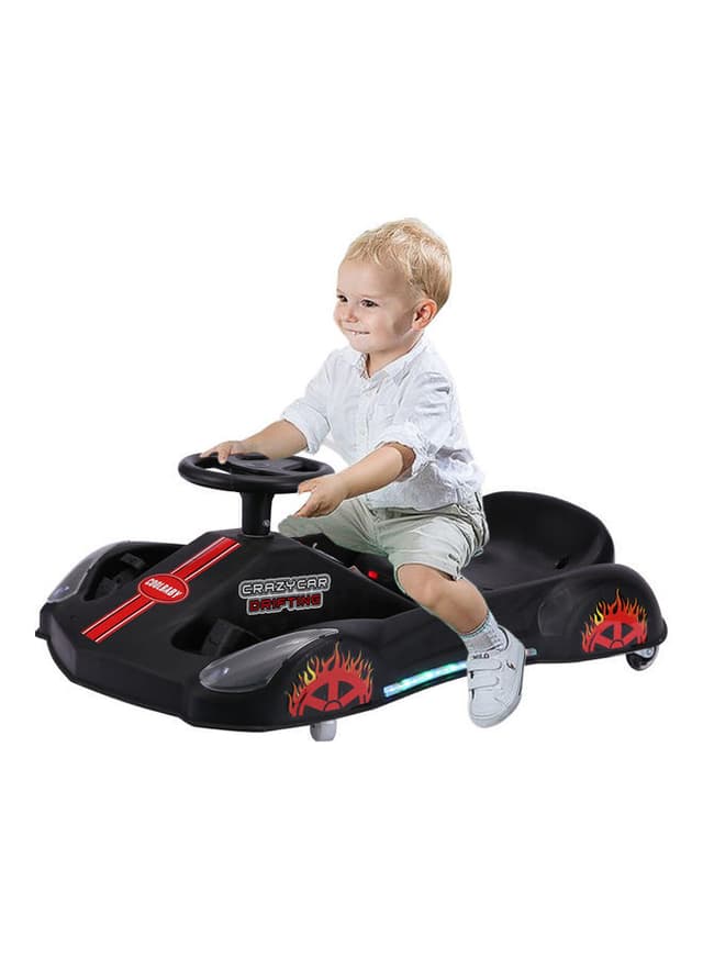 سكوتر كهربائي درفت للأطفال مع فرامل يد لون اسود Cool Baby - Electric Crazy Scooter With LED Light And Hand Brake