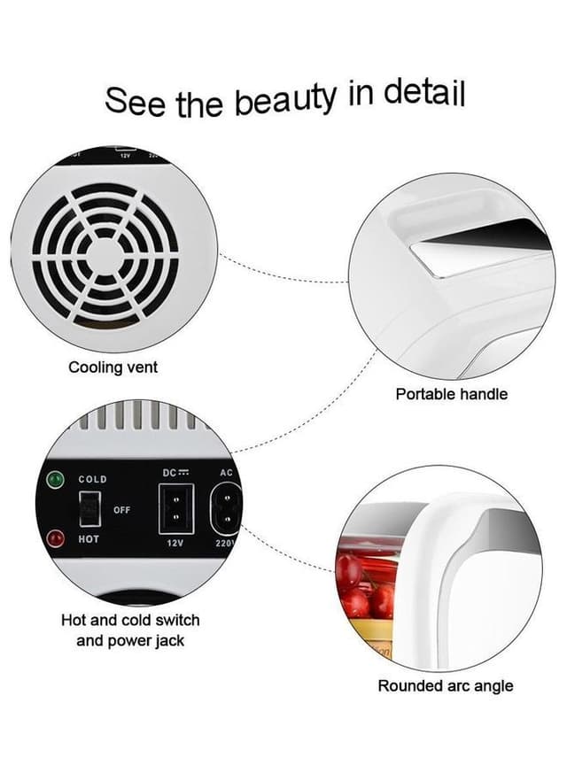 ثلاجة صغيرة للسيارة بسعة 6 ليتر Mini Refrigerator 6 l 45 W CZBX06XQQ White - Cool baby