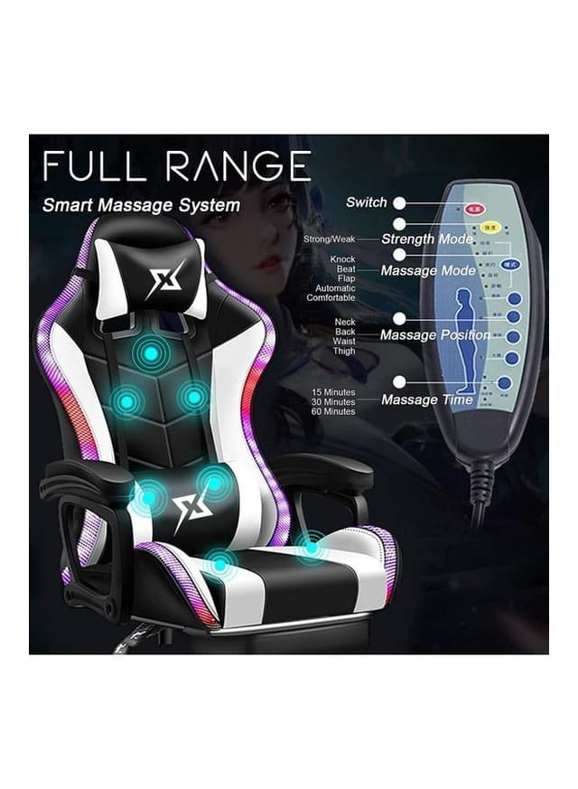 كرسي قيمنق مع اضاءة ليد و سبيكر بلوتوث ومساج LED Light Gaming Chair With Bluetooth Speaker Multicolour - Cool baby