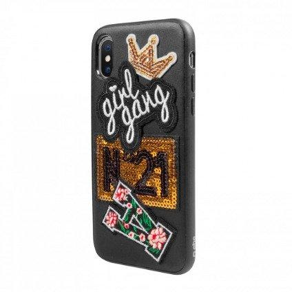 كفر ايفون اسود Girl Gang Patch iPhone X Cover من SBS