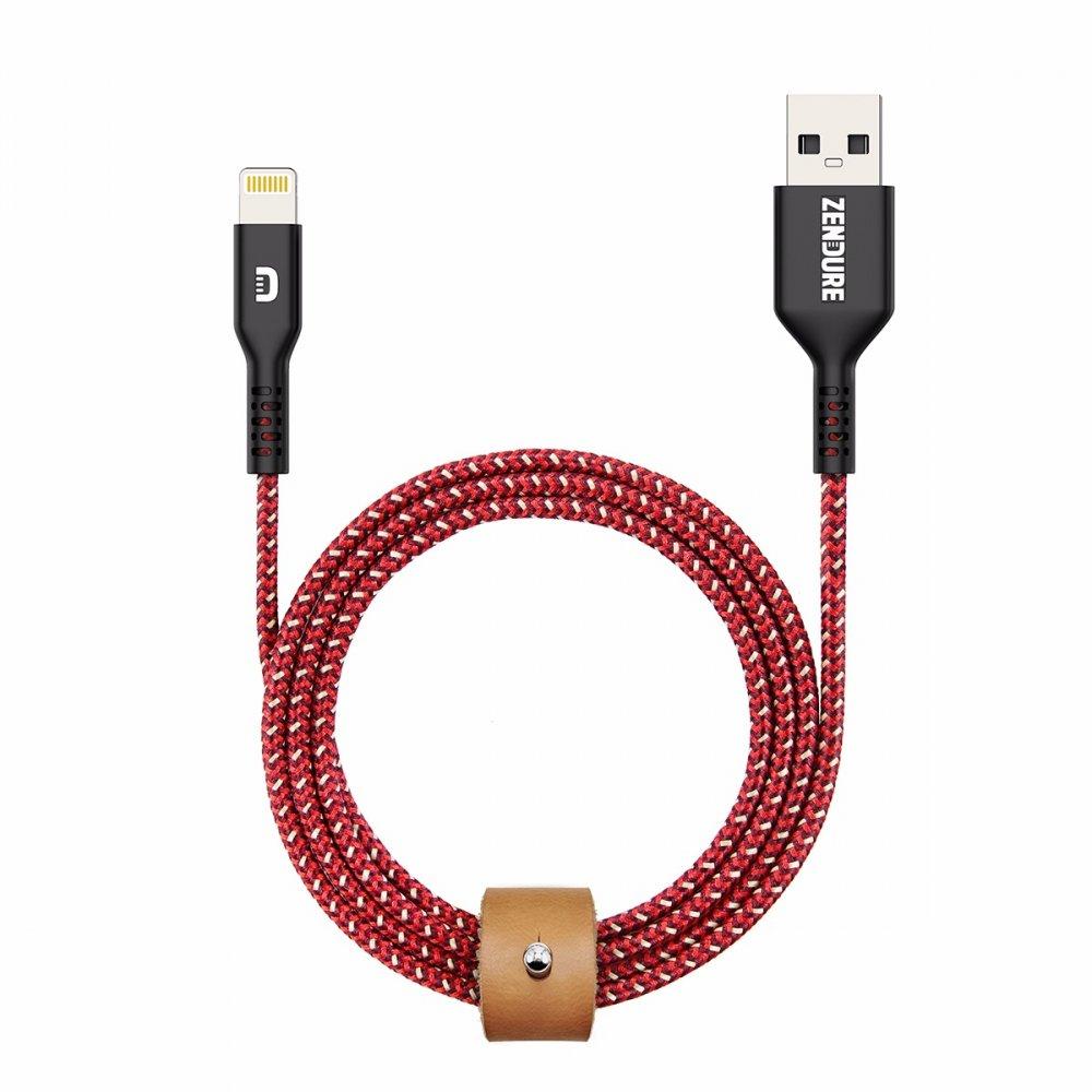 كيبل شحن ايفون ومزامنة من USB الى Lightning لون أحمر iPhone Cable SuperCord Red - Zendure