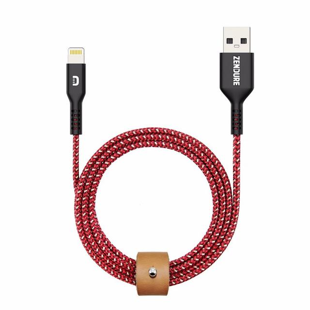كيبل شحن ايفون ومزامنة من USB الى Lightning لون أحمر iPhone Cable SuperCord Red - Zendure - SW1hZ2U6MzMyMTU5