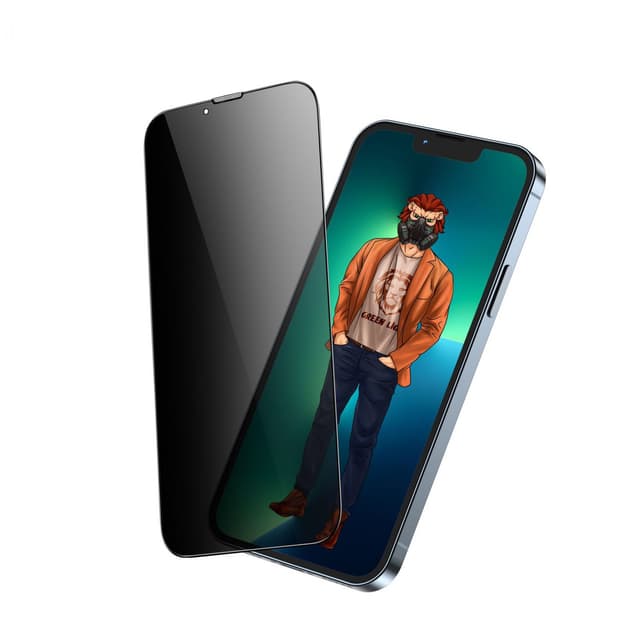 لصاقة حماية شاشة iPhone 13 Pro Max مع حماية الخصوصية "أسود" | GreenLion 3D Desert Privacy Round Edge Glass