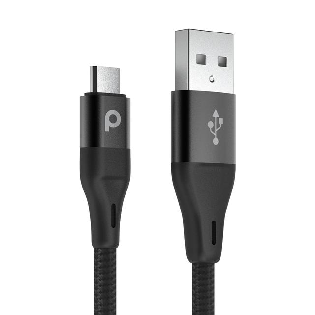 Porodo Aluminum Braided Micro USB Cable 2.2M 2.4A - Black - SW1hZ2U6MzU3Mzc3