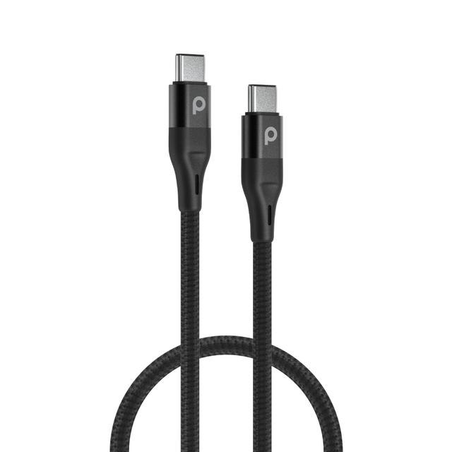 Porodo Aluminum Braided USB-C to USB-C Cable 2.2M 60W - Black - SW1hZ2U6MzU3Mzk2