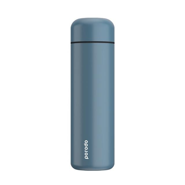 Porodo Smart Water Bottle with Temperature Indicator 500ml ( Round Shape ) - Blue - SW1hZ2U6MzU3NTIw