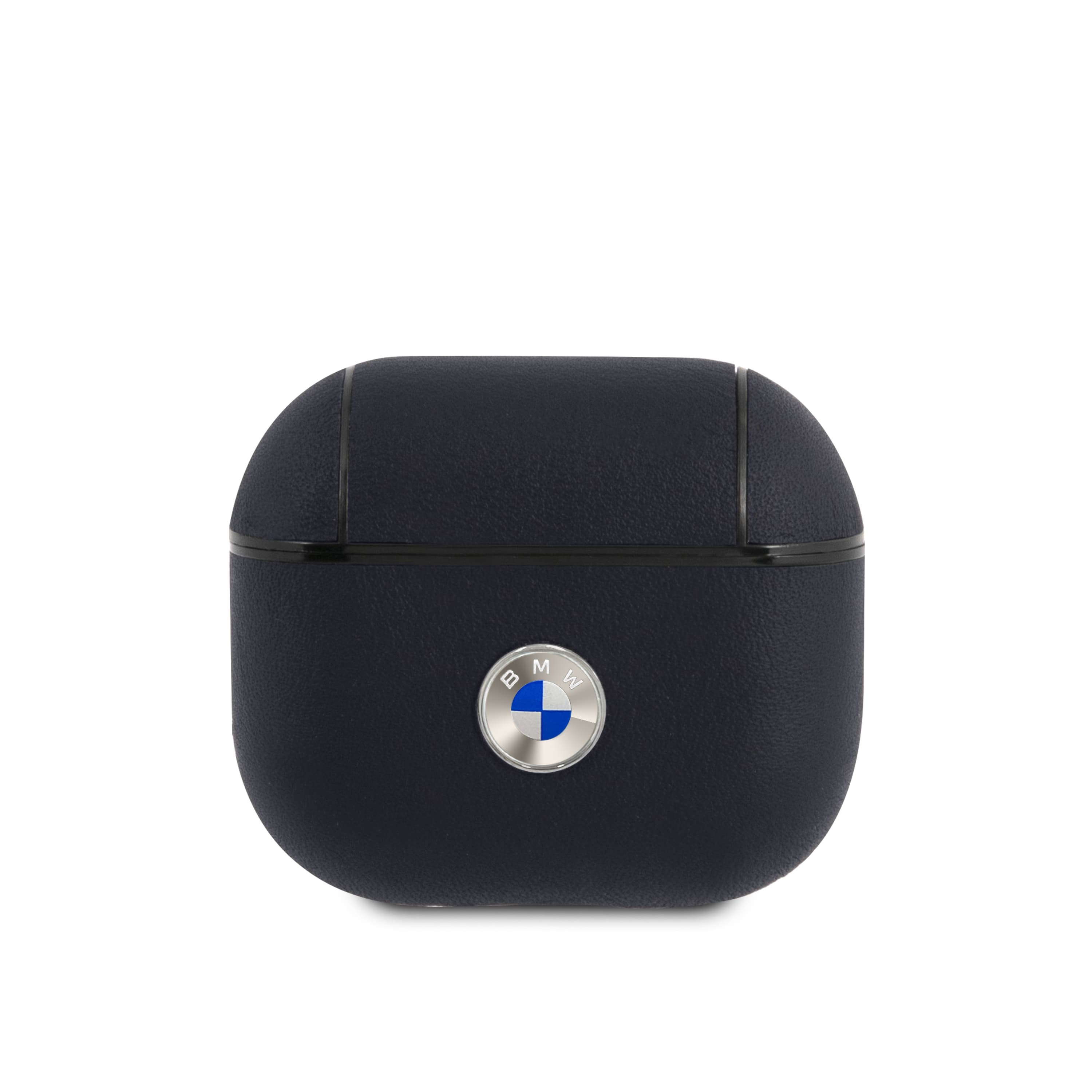 BMW Signature Collection PC Genuine Leather Case with Metal Logo Silver for Airpods 3 - Navy