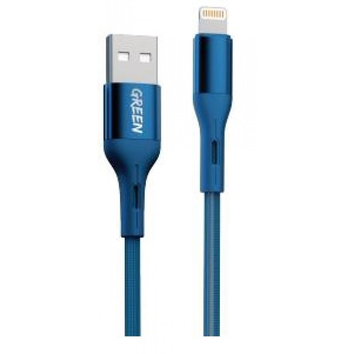 كبل شحن بمنفذ Lightning 2A بطول 1.2 متر "أزرق" | GreenLion - Braided Cable