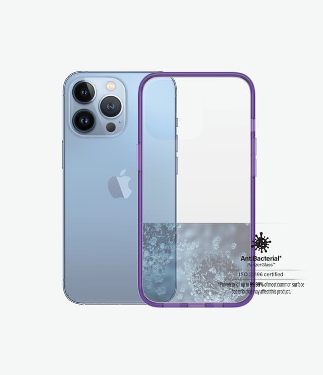 كفر ايفون شفاف مع حواف بلون بنفسجي iPhone 13 Pro Clear Case Color من PANZERGLASS