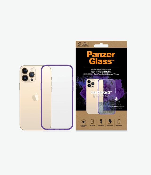 PANZERGLASS iPhone 13 Pro Max - Clear Case Color - Drop Protection Treated w/Anti-Microbial - Grape - SW1hZ2U6MzU4NzY2