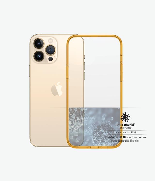 كفر ايفون شفاف مع حواف بلون ذهبي iPhone 13 Pro Max Clear Case Color من PANZERGLASS - SW1hZ2U6MzU4NzY5