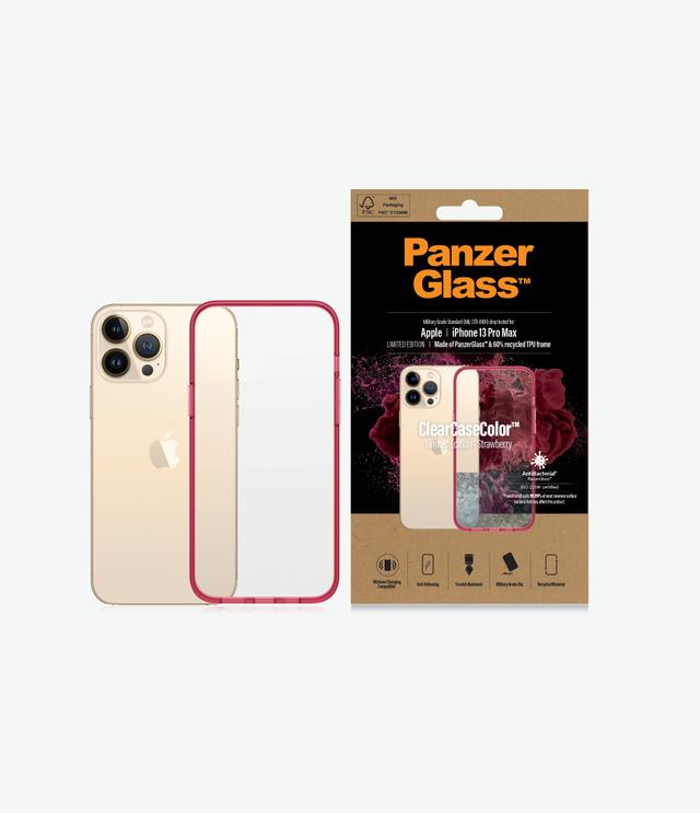 PANZERGLASS iPhone 13 Pro Max - Clear Case Color - Drop Protection Treated w/Anti-Microbial - Strawberry - SW1hZ2U6MzU4Nzg3