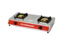 Olsenmark Stainless Steel Double Burner Gas Stove - Piezo Ignitio - Enamel Pan Support