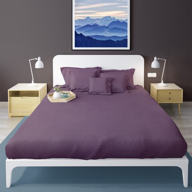 شرشف سرير مزدوج و 2 غطاء وسادة - بني غامق PARRY LIFE Fitted Sheet