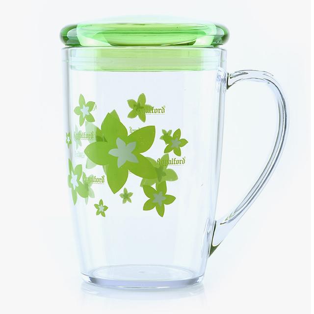 Royalford 350Ml Acrylic Cup With Lid - Large Coffee Mug, Floral Design, Durable, Safe & Lightweight