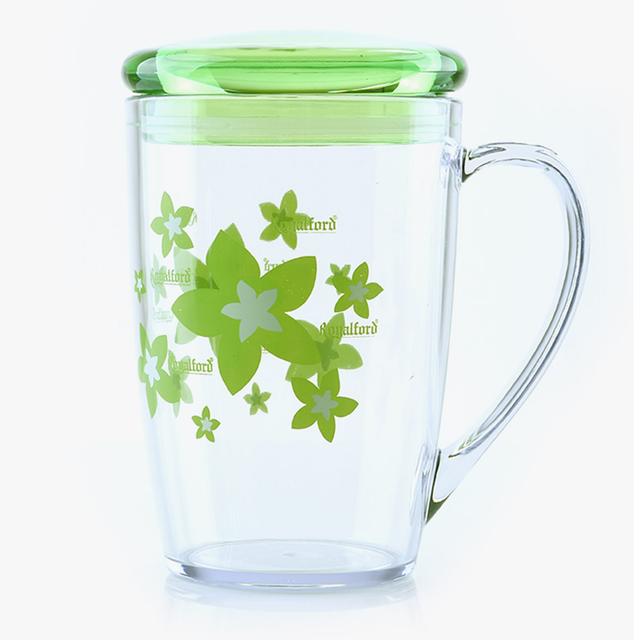 Royalford 350Ml Acrylic Cup With Lid - Large Coffee Mug, Floral Design, Durable, Safe & Lightweight - SW1hZ2U6Mzg3MTcz