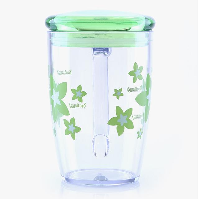 Royalford 350Ml Acrylic Cup With Lid - Large Coffee Mug, Floral Design, Durable, Safe & Lightweight