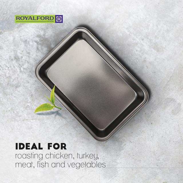 Royalford Rectangular Roaster Tin Set, 3 Pcs - SW1hZ2U6NDI3NzY3