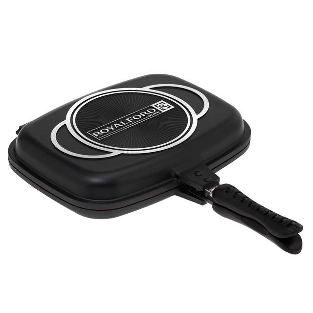 Royalford Double Grill Pan, 32 Cm - Die-Cast Double Sided Non-Stick Griddle Pan - Foldable Flipping - SW1hZ2U6MzkwNTE1