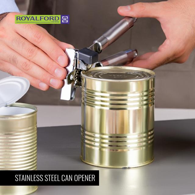 Royalford Stainless Steel Can Opener With Tube Handle - SW1hZ2U6Mzc1NTk0