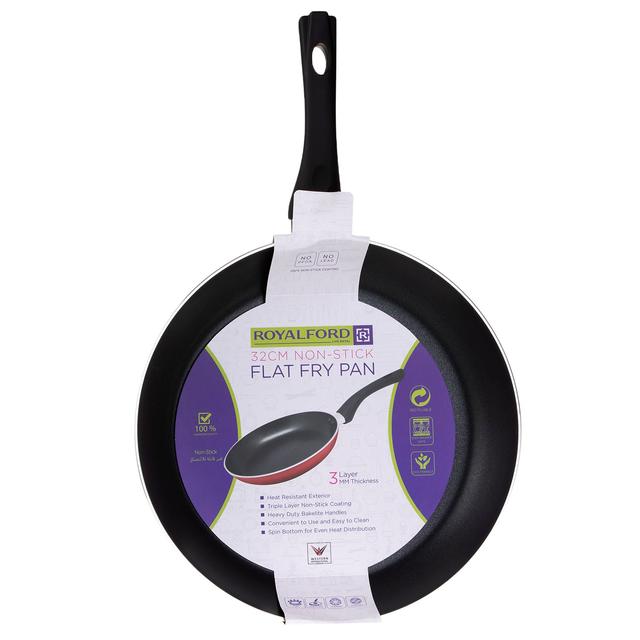 مقلاة ألمنيوم 32 سم غير لاصقة أحمر رويال فورد Royalford Non Stick Fry pan - SW1hZ2U6MzY1OTIz