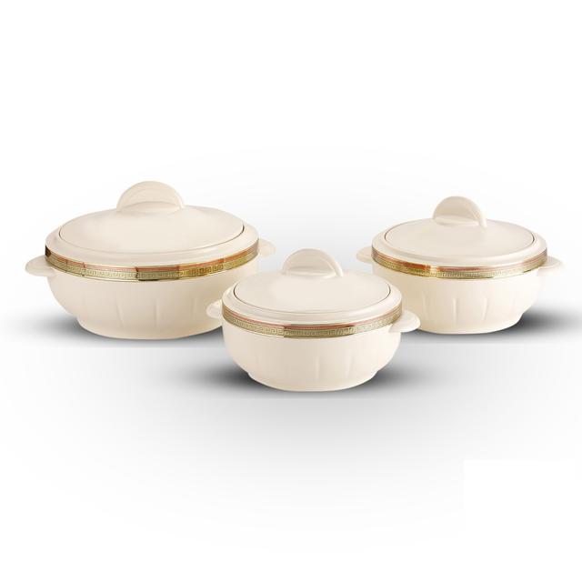 Royalford 3Pc Hot Pot Insulated Food Warmer - Thermal Casserole Dish - Double Wall Insulated Serving - SW1hZ2U6Mzg5NjU0