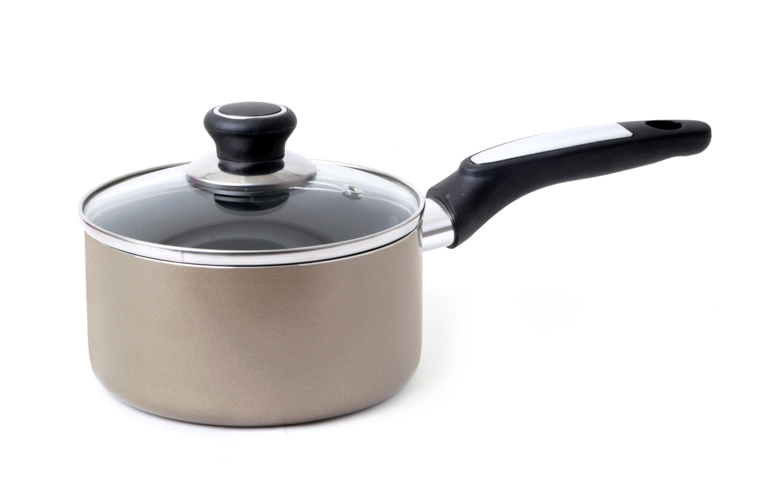 Royalford 18Cm Aluminium Non-Stick Small Enamel Saucepan With Lid Made Of Toughened Glass, Cooking