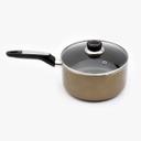 Royalford 20Cm Non-Stick Enamel Aluminium Saucepan With Glass Lid - Portable Cool Touch Handle - SW1hZ2U6MzgwODcw