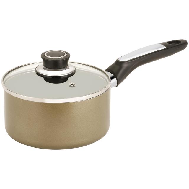 Royalford 20Cm Non-Stick Enamel Aluminium Saucepan With Glass Lid - Portable Cool Touch Handle - SW1hZ2U6MzgwODQ2