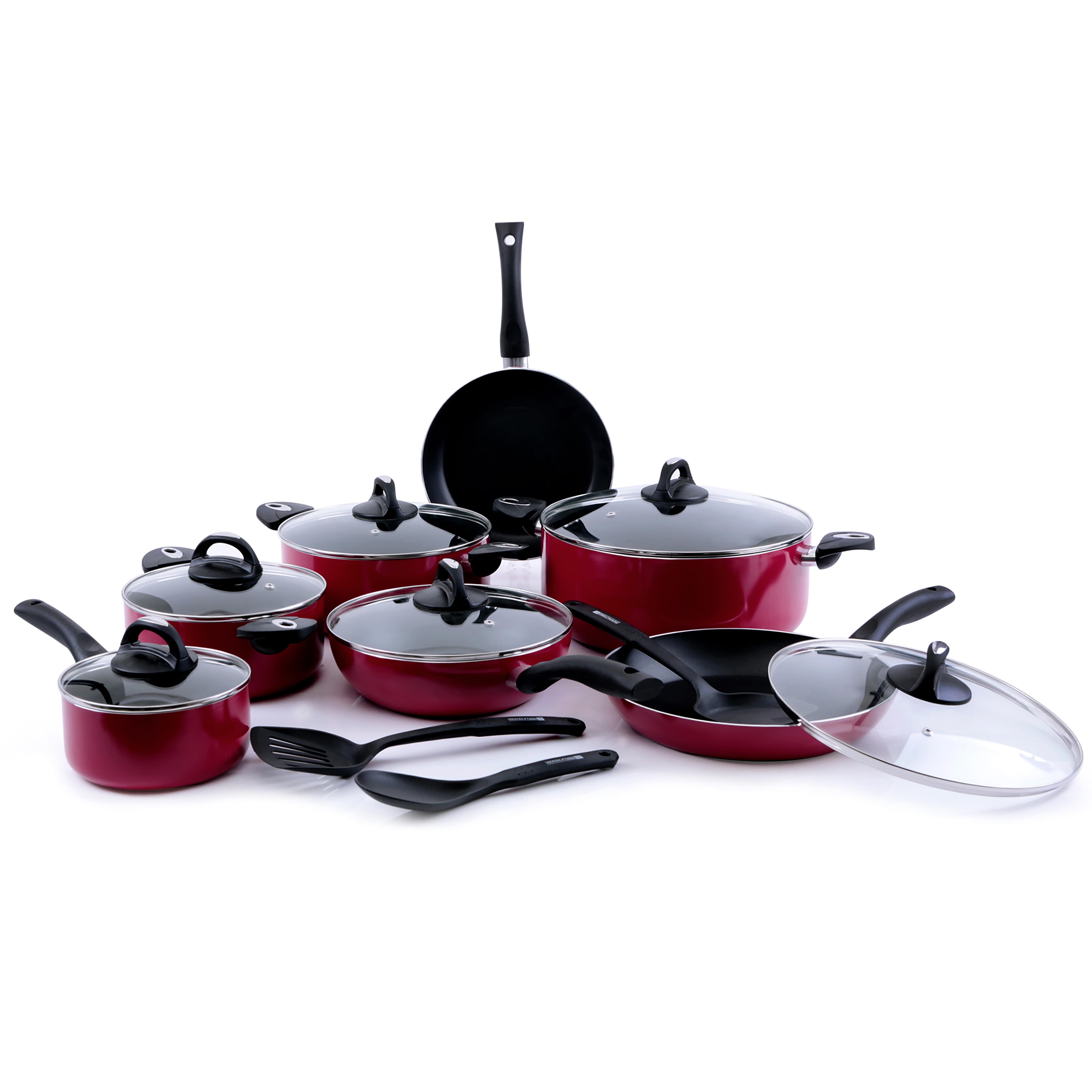 Royalford 16Pcs Non-Stick Cookware - Induction Pans With Coating Toughened Glass Lids