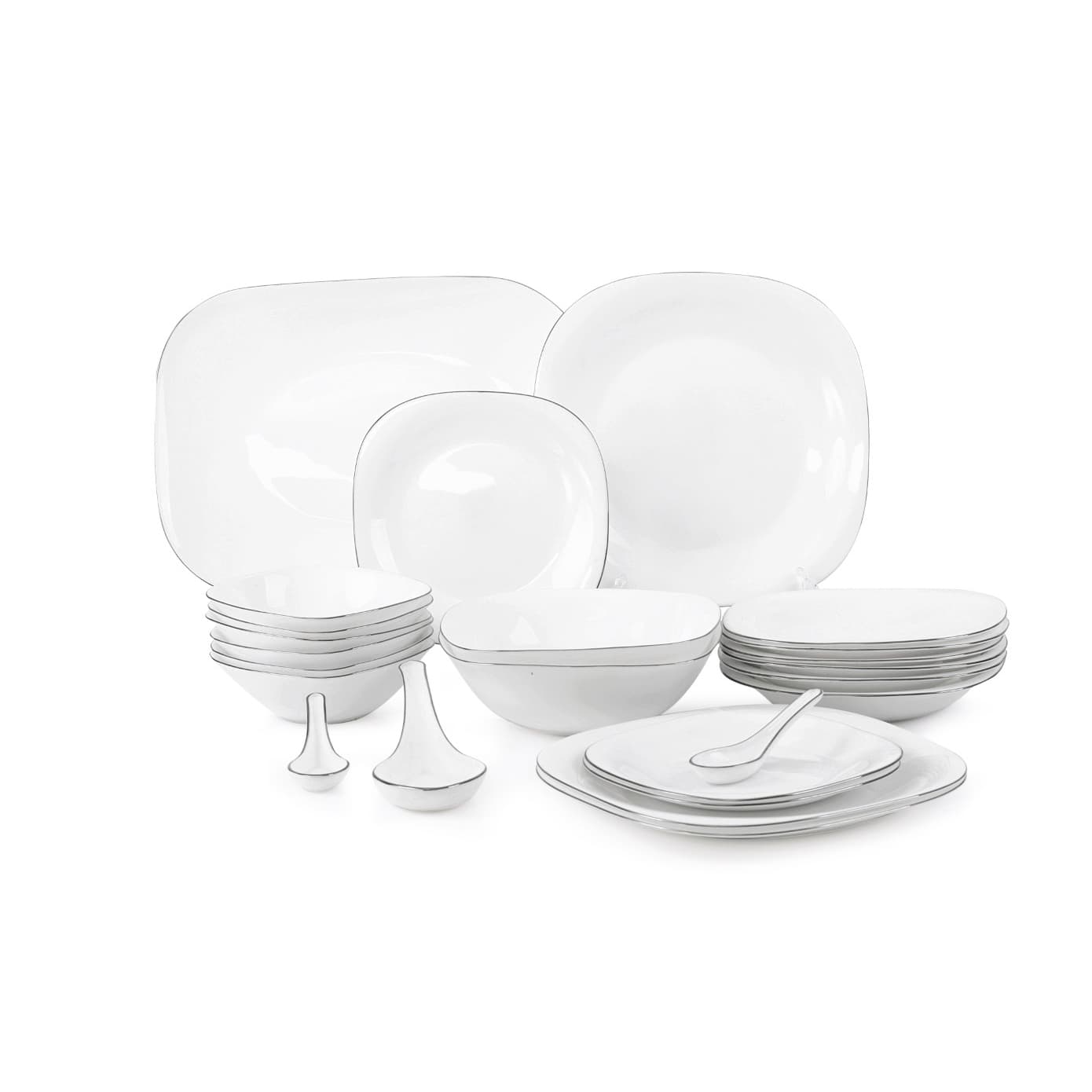 Royalford Opal Ware Soft Square Dinner Set,36 Pcs