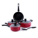 طقم الاواني غير اللاصق 8 قطع باللون الاحمر من رويال فورد oyalford RF6082 8 Pcs Aluminum Non-Stick Cookware Set