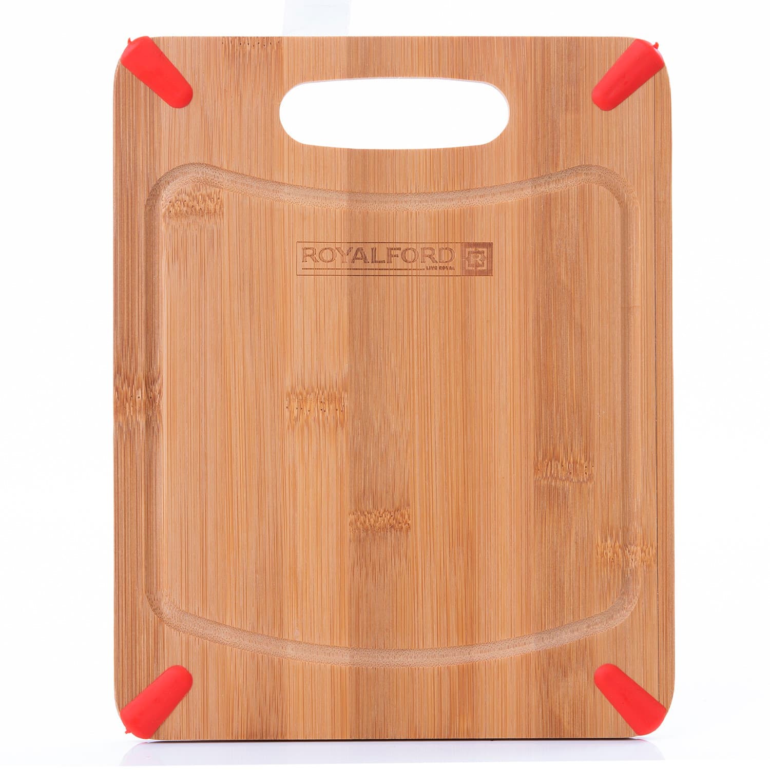 لوح تقطيع خشب خيزران Royalford - Carbonized Organic Bamboo Cutting Board