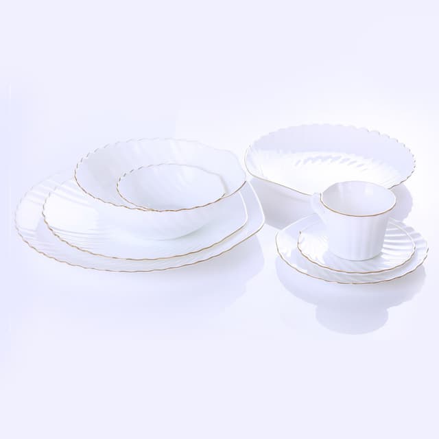 Royalford 40 Piece Dinner Set,Beautiful Shell Design with Gold Rim,Stylish Square Plates,Durable and Economical,Perfect for Dining and Gifting - 298081