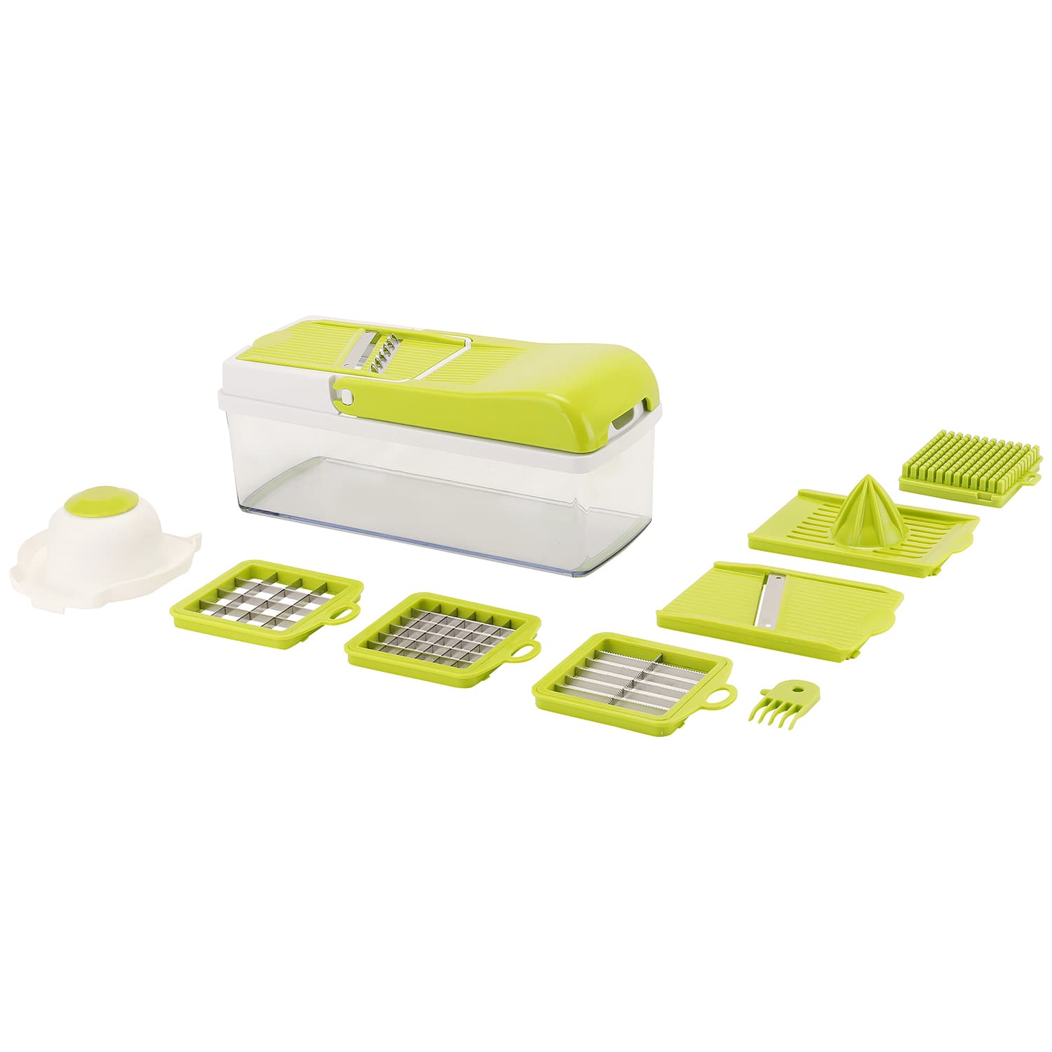 قطاعة خضار يدوية بلاستيك صلب رويال فورد Royalford Multi-Purpose Vegetable Chopper - Mandolin Dicer With Easy Interchangeable Slice Blades