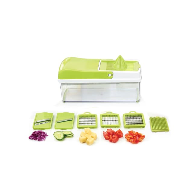 قطاعة خضار يدوية بلاستيك صلب رويال فورد Royalford Multi-Purpose Vegetable Chopper - Mandolin Dicer With Easy Interchangeable Slice Blades - 170762