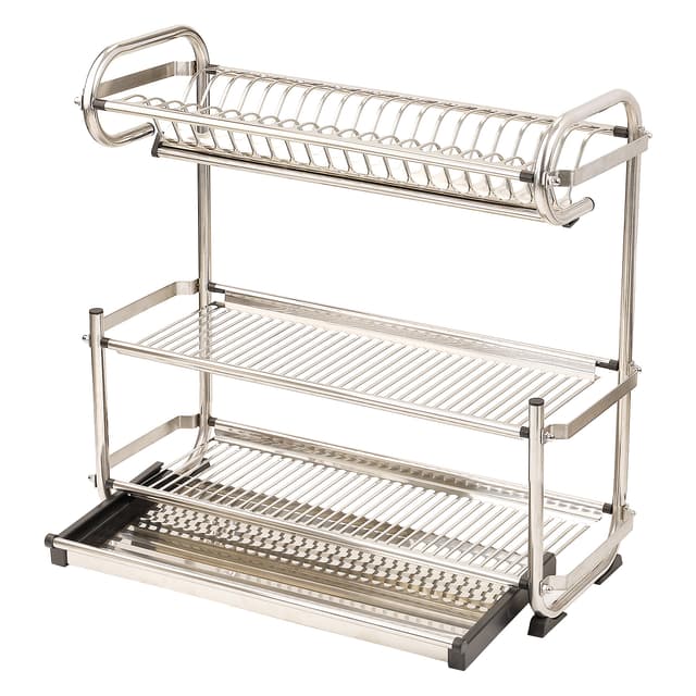 منظم صحون 3 رفوف فضي رويال فورد Royalford Silver 3-Tier Dish Rack