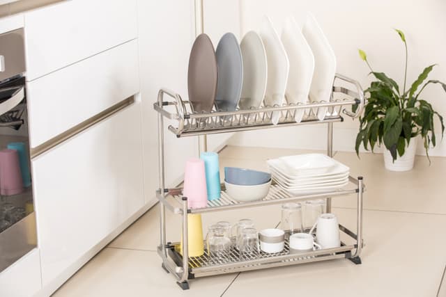 منظم صحون 3 رفوف فضي رويال فورد Royalford Silver 3-Tier Dish Rack