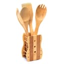 Royalford 5 Pcs Carbonized Bamboo Kitchen Tools - Turner, Spaghetti, Slotted Turner & Spoon Kitchen - 287255