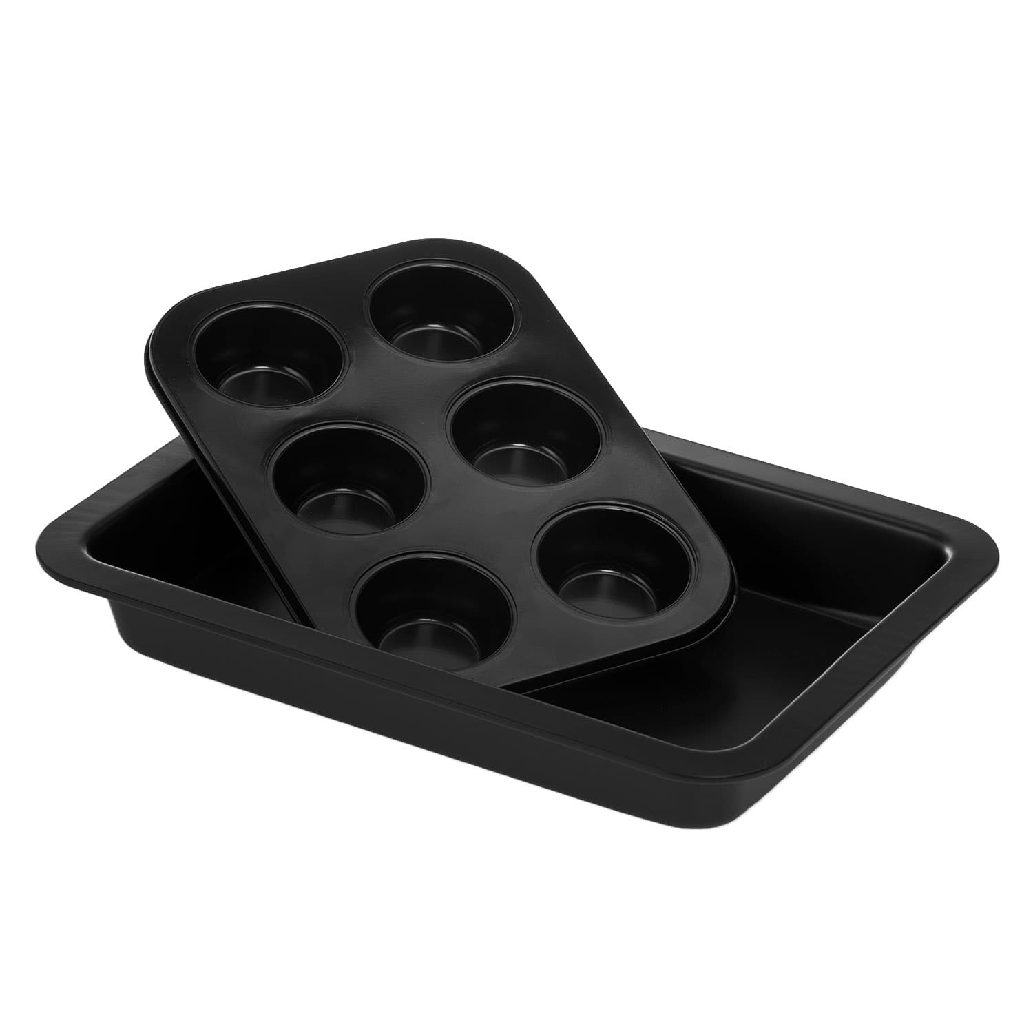 Royalford 2 pcs Roaster Pan Set,Oven Safe Baking Trays,Heat Resistant Black Cookware,Black Baking Tray