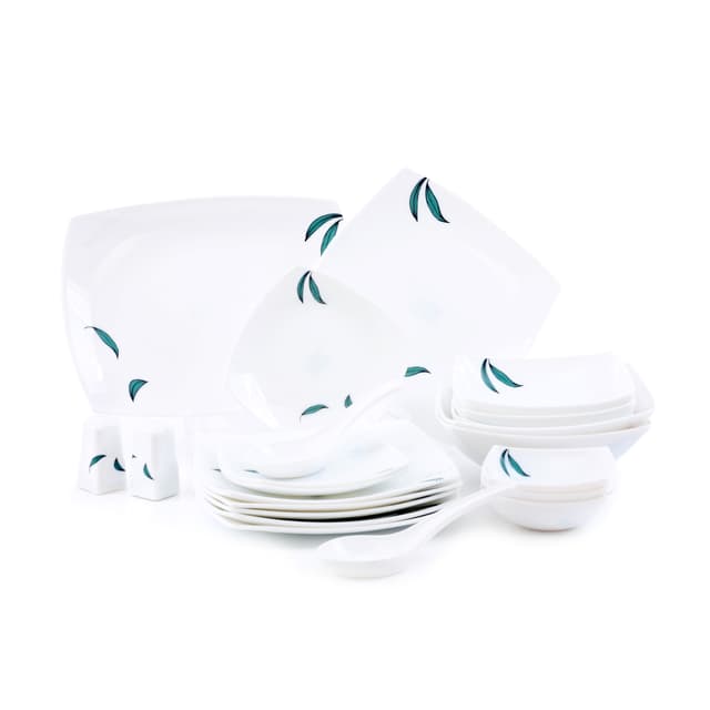 طقم عشاء أركوبال 25 قطعة Royalford 25 Pieces Opal Ware Square Dinner Sets
