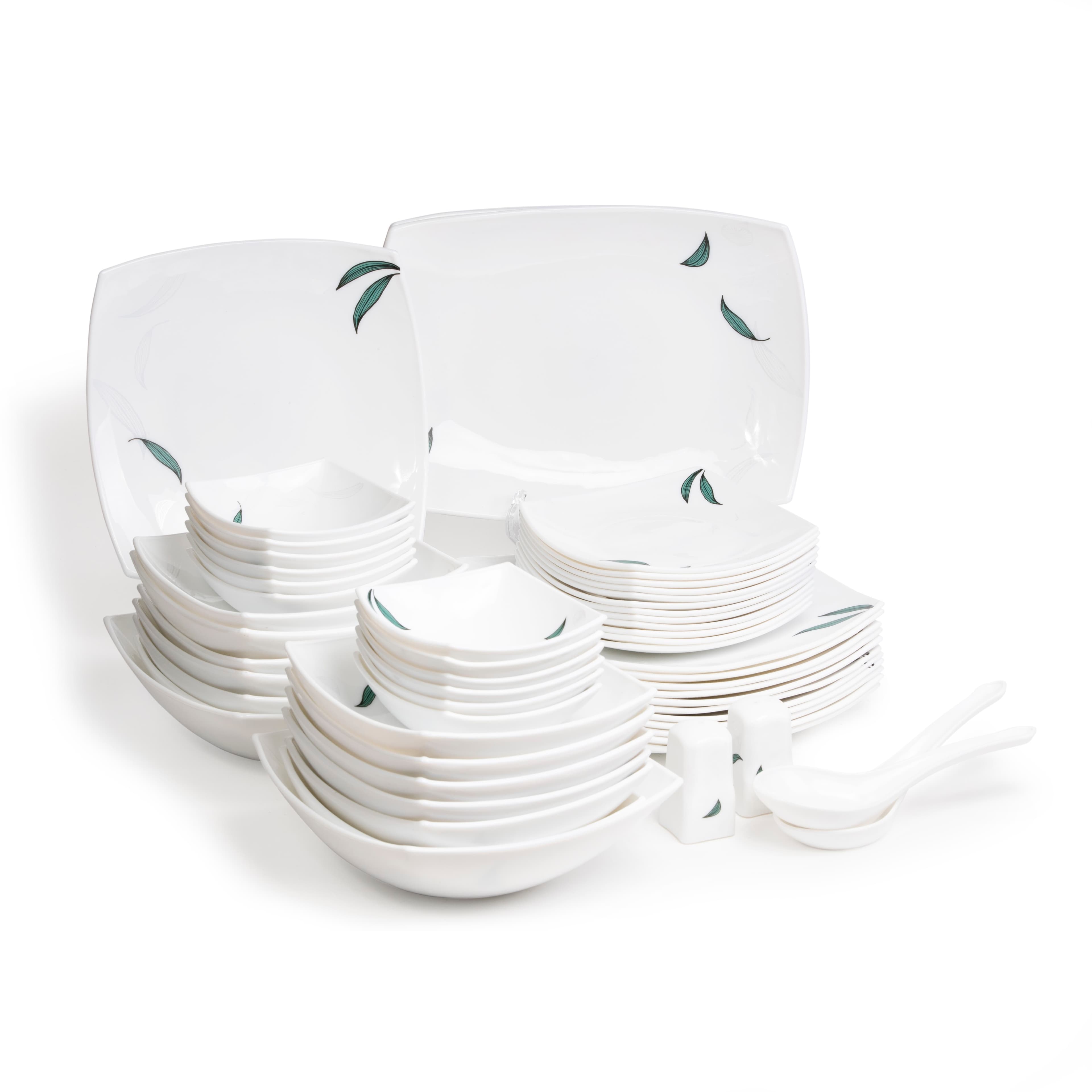 Royalford 55 Piece Ivory White Porcelain Dinner Set,Beautiful Multi-Purpose Tableware Sets,Stylish