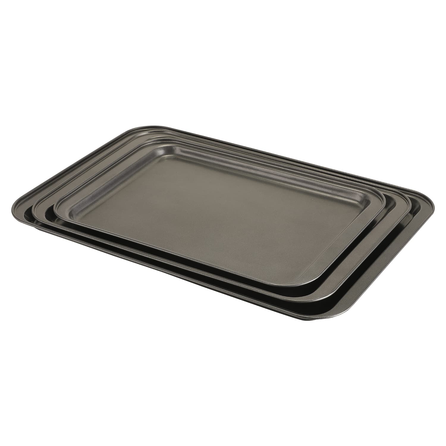 Royalford Non-Stick Baking Tray Cookie Set 3 Piece,Durable and Multi-Purpose Stainless Steel Tray Set for Healthy Baking