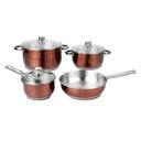 Royalford 7 Pcs Stainless Steel Saucepan Set With Tempered Glass Lids - Copper Plated Body Cookware - SW1hZ2U6MzczOTc0