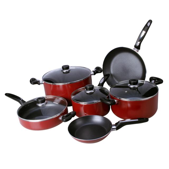 Royalford 10Pc Cookware Set 2Pcs Fry Pan With Lid, 1Pc Fry Pan Without A Lid, 1Pc Cooking Pot - SW1hZ2U6Mzg5MDEz