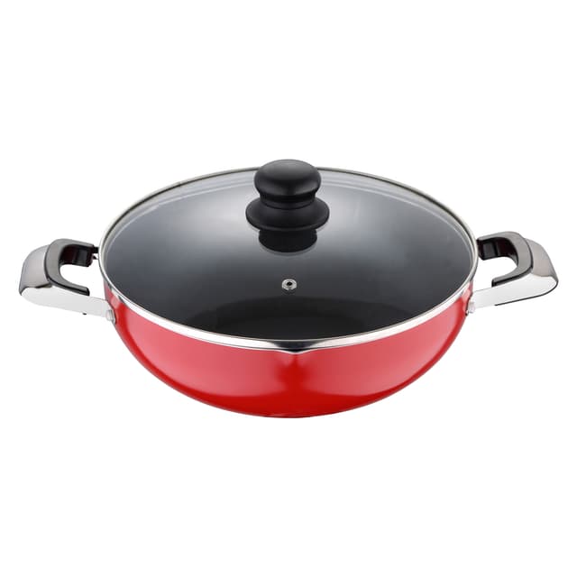 Royalford Gourmet Non-Stick Wok & Lid 28cm, Frying Pan Set, Black-Coated Aluminum Saucepan Cookware