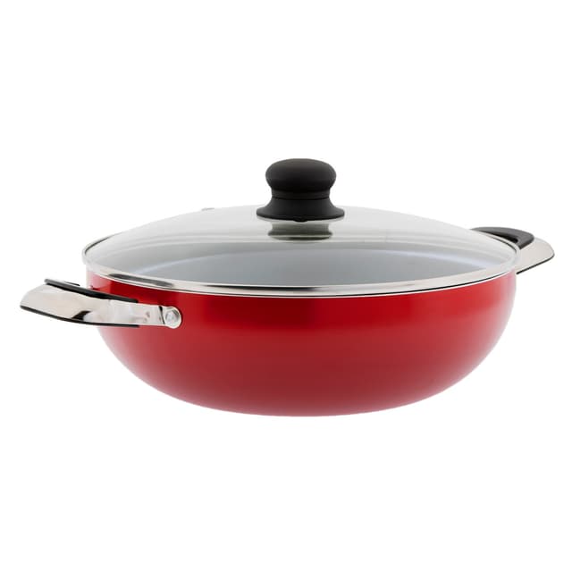 Royalford Gourmet Non-Stick Wok & Lid 28cm, Frying Pan Set, Black-Coated Aluminum Saucepan Cookware